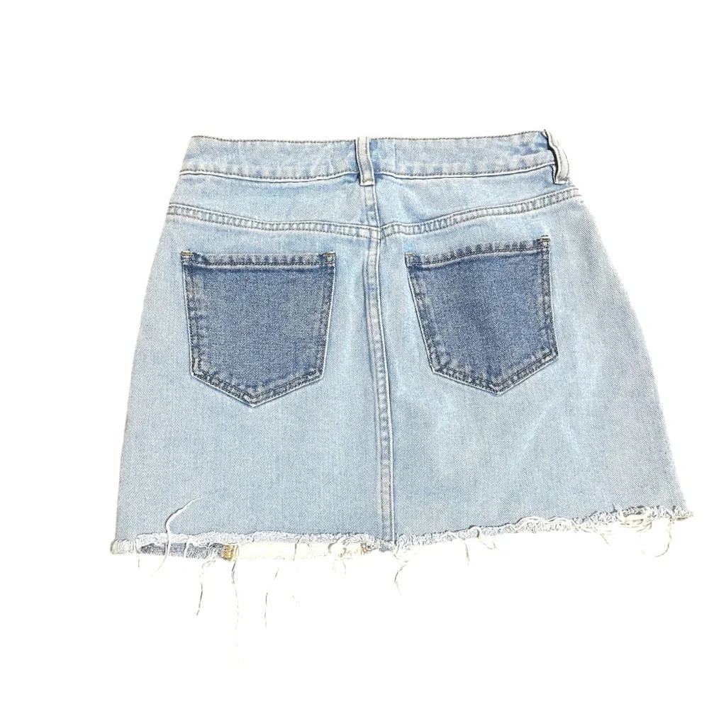 PacSun Womens Patchwork Denim Mini Skirt‎ Blue White Colorblock Size 25